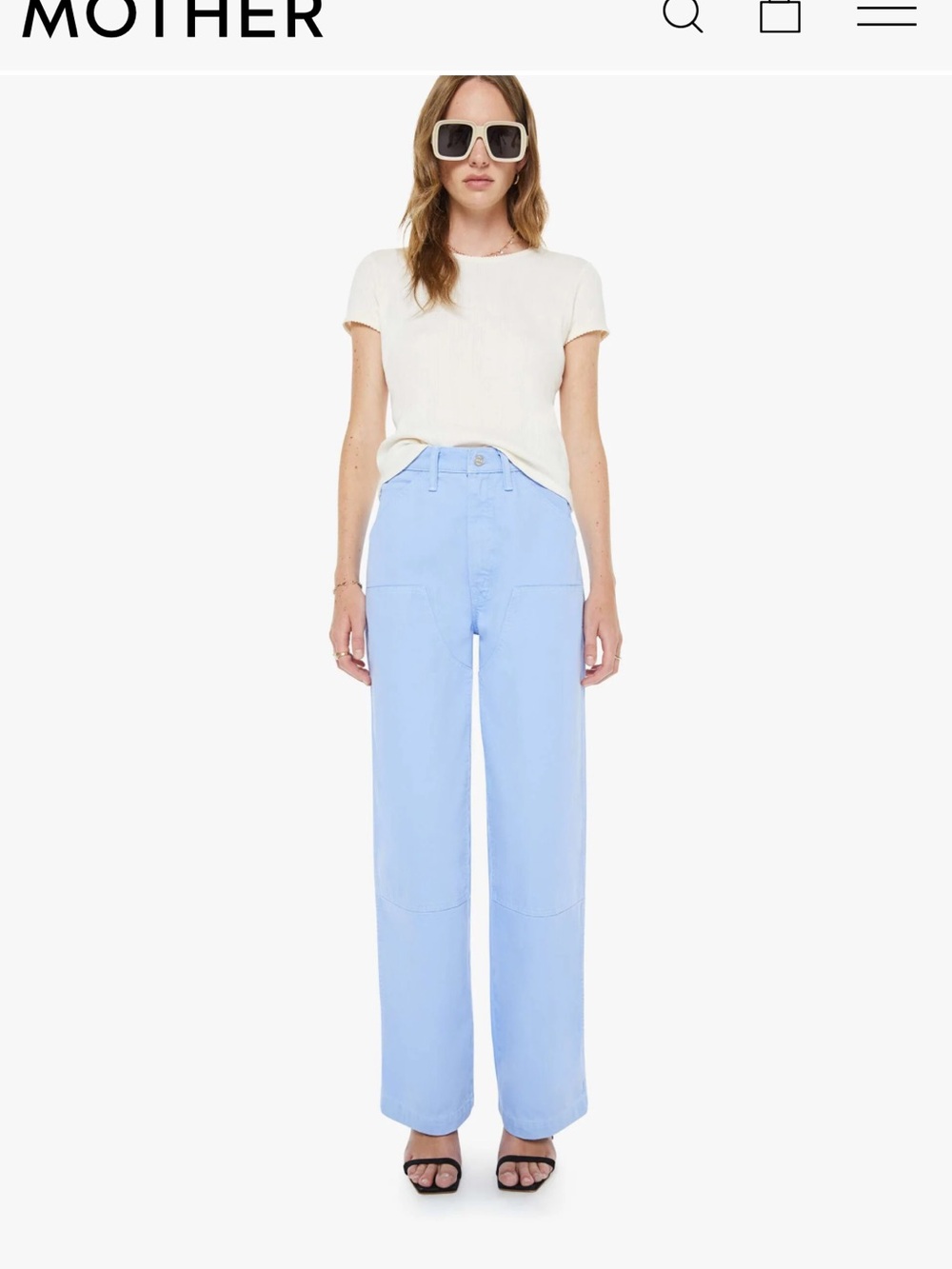 NWT MOTHER Superior The Bee’s Knees Stud Finder Sneak Vista Blue Pants 25